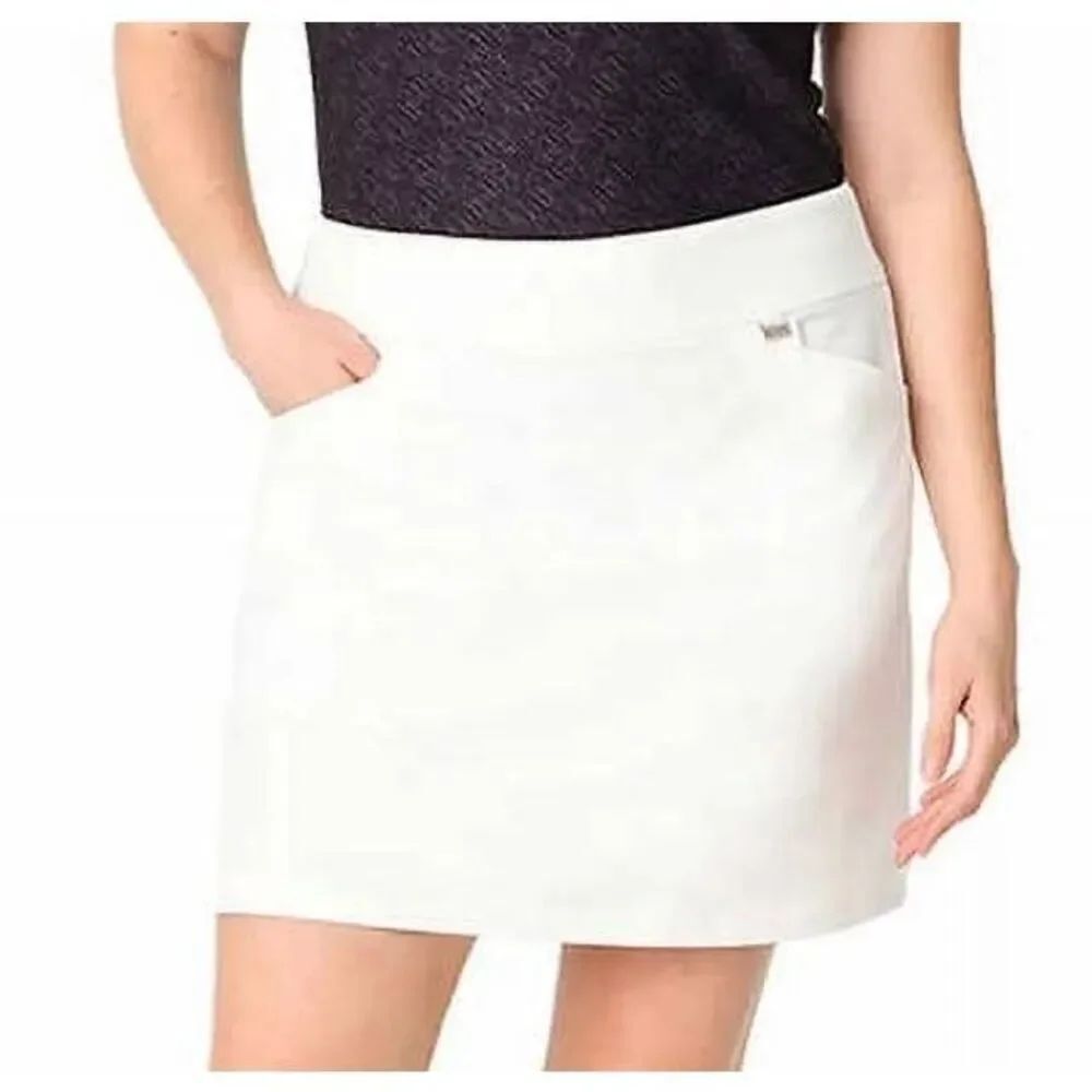 Greg Norman Women's White Poly/Spandex Golf Skirt w Center Back Slit & Briefs NE